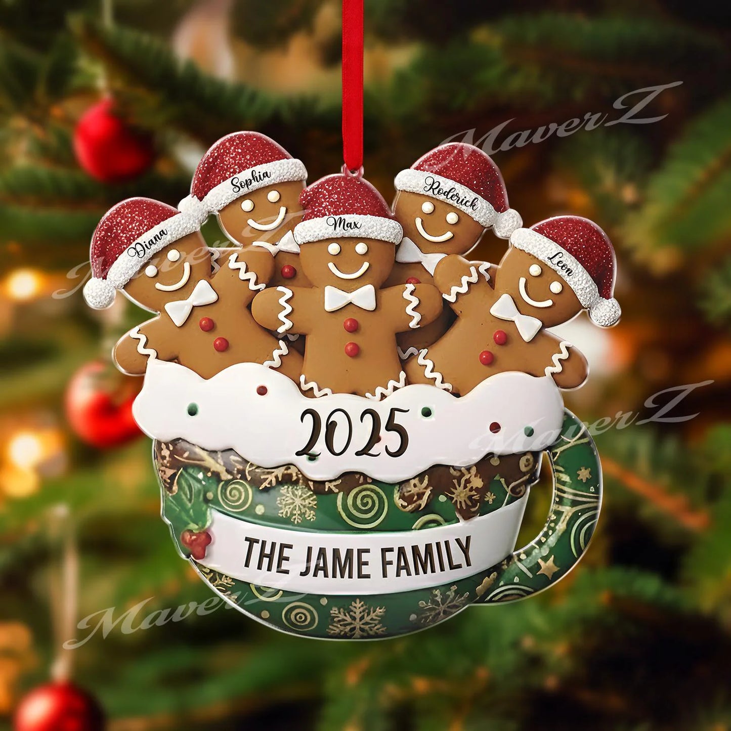 Personalized Resin Family Ornament,2025 Gingerbread Christmas Family Ornament, Gingerbread Family of 2,3,4,5,6 Ornament, Christmas Decor