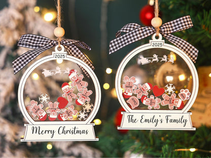 Personalized 2025 Family Gingerbread Ornament, 4D Shaker Xmas Decor