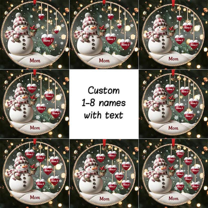 Personalized Christmas Ornament, Custom Acrylic Snowman Ornament, 1–8 Family Names Decoration, Gift for Mom, Grandma, Xmas Tree Decor