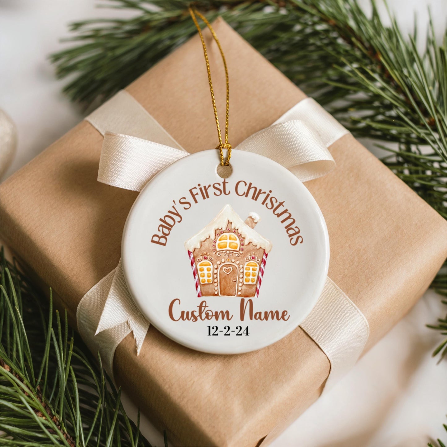 Adorno personalizado de Primera Navidad del Bebé, Nombre y Fecha Personalizados, Decoración de Cerámica con Muñeco de Nieve, Recuerdo de Festividad, Regalo Familiar, Regalo para Compañero de Trabajo,