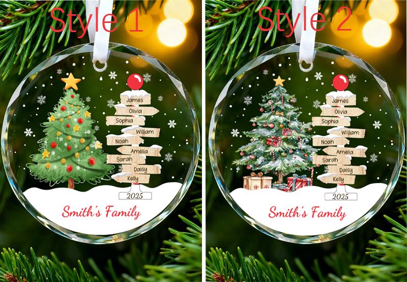 Custom Family Name Christmas Ornament 2025,Family With Pet Ornament, Christmas Keepsake,Family Tree Ornament,Custom Christmas Bauble