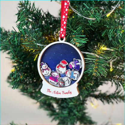 Personalized Family Christmas Ornament: Custom Snowman Keepsake