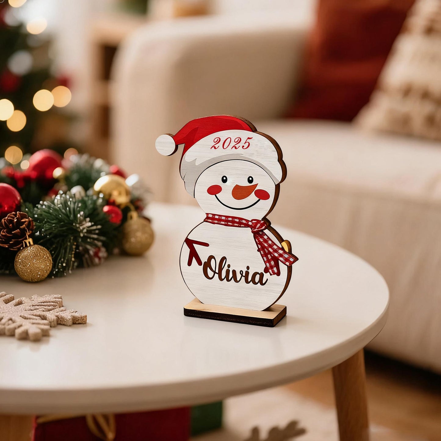 Personalized Snowman Family Christmas Ornament, Snowman Ornament, Custom Name Ornament, Personalized Christmas Wood Ornament, Christmas Gift