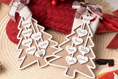 Adorno navideño de madera personalizado para la familia: recuerdo con nombres a medida