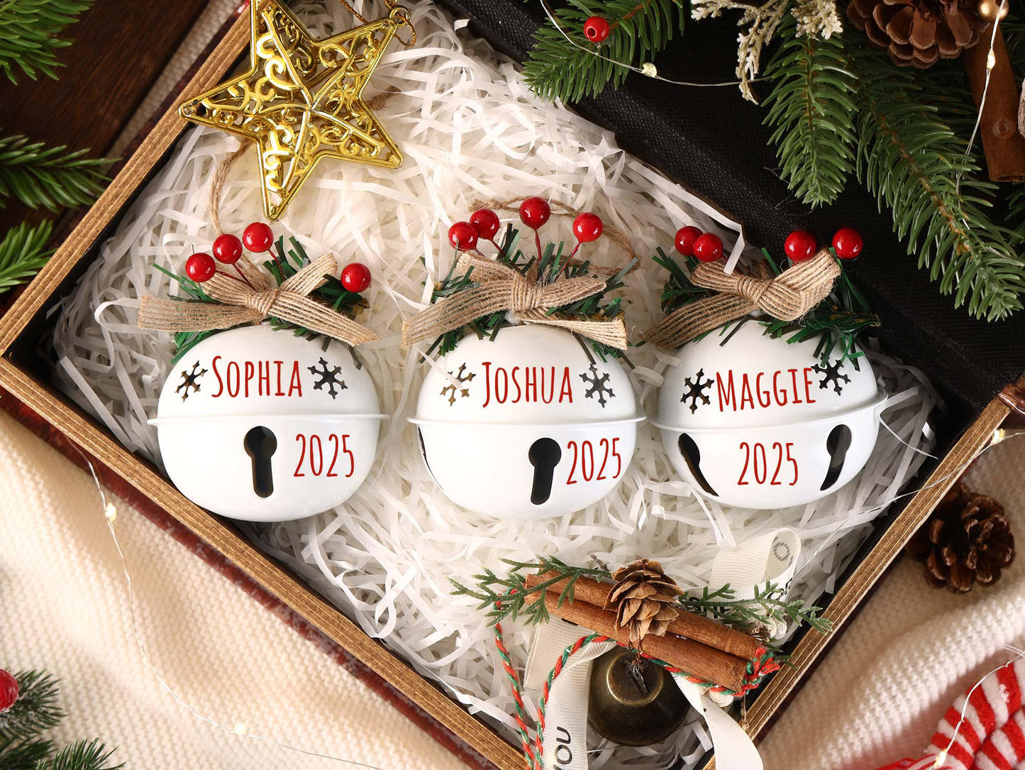 Personalized Christmas Tree Ornament, Custom 2025 Jingle Bell, Christmas Family Ornaments, Holiday Decor Gifts