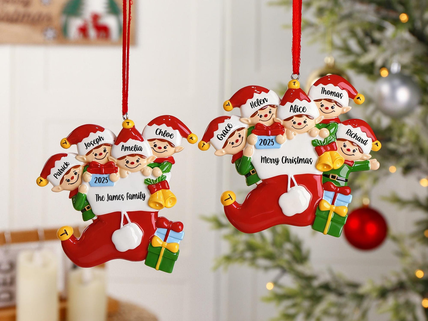 Personalized 2025 Family Ornament, Custom Resin Christmas Ornament, Personalized Family Christmas Decor, Custom Christmas gift,Holiday decor