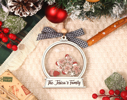 Adorno de Navidad familiar de pan de jengibre personalizado 2025: Recuerdo de galleta a medida