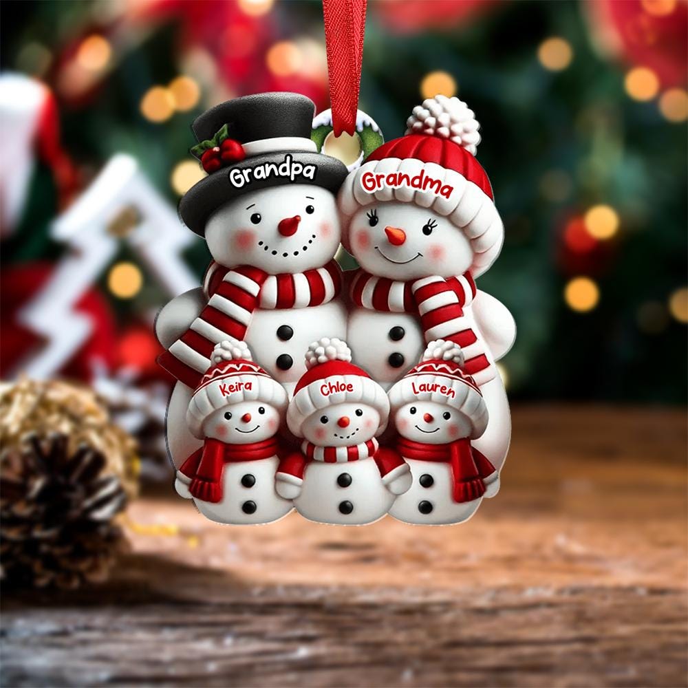 Personalized Snowman Family Ornament, Custom Family Of 3 4 5 6 Christmas Ornament, 2025 Family Christmas Ornament, Christmas Tree Decor Gift