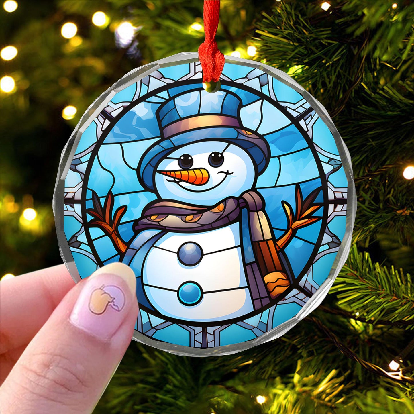 Snowman Christmas Ornament | Frosty Christmas Tree Decoration | Acrylic, Glass & Ceramic Holiday Ornament Gift Christmas Keepsake