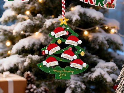 2025 Personalized Family Christmas Tree Ornament,Custom Wooden Family Christmas Ornament,Engraved Christmas Ornament,Christmas Decor