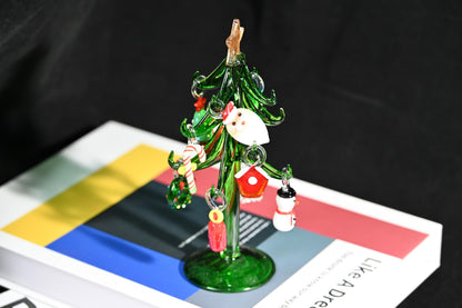 Árbol de Navidad de Cristal Hecho a Mano con Adornos | Figura Navideña