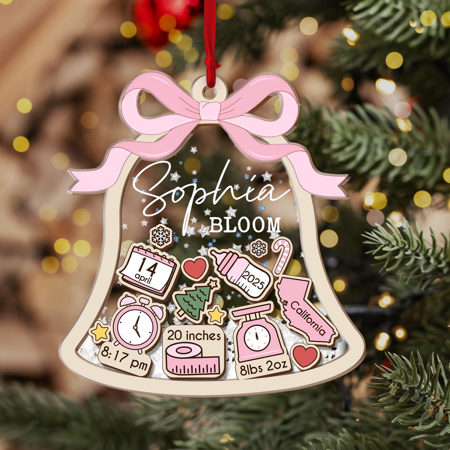 Baby's First Christmas Ornament, Baby 1st Christmas Ornament, New Baby Shaker, Custom Newborn Gift, 4D Babies Shaker Ornament, Baby Keepsake