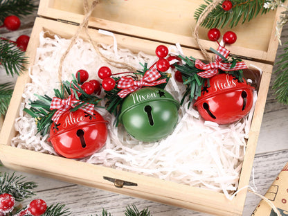 Personalized Christmas Bell Ornament, Custom Holiday Decor