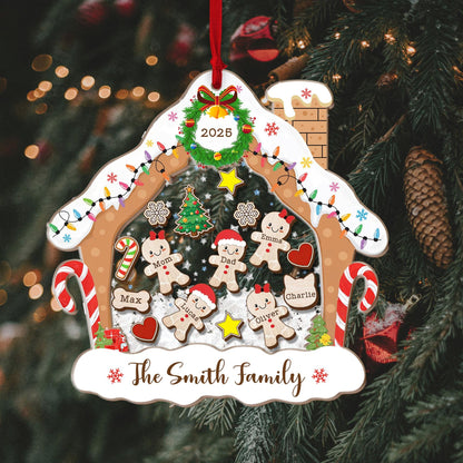 4D Shake Family Ornament With Pets, Custom Gingerbread Family Shaker Ornament, Family Ornament 2025, Family Keepsake, Family Christmas Gift