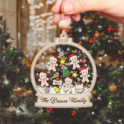 Personalized Gingerbread Family Christmas Ornament, Custom Family Ornament 2025, 4D Shake Ornament, Gingerbread Family Gift,Xmas Decor