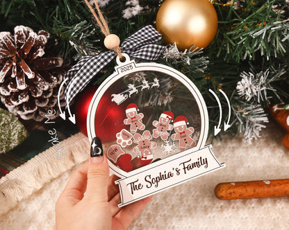 Adorno de Navidad familiar de pan de jengibre personalizado 2025: Recuerdo de galleta a medida