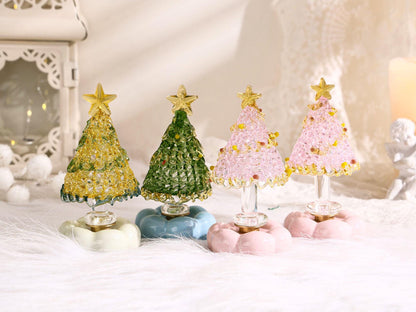 Sapin de Noël miniature en vitrail fait main, Décoration de table de Noël