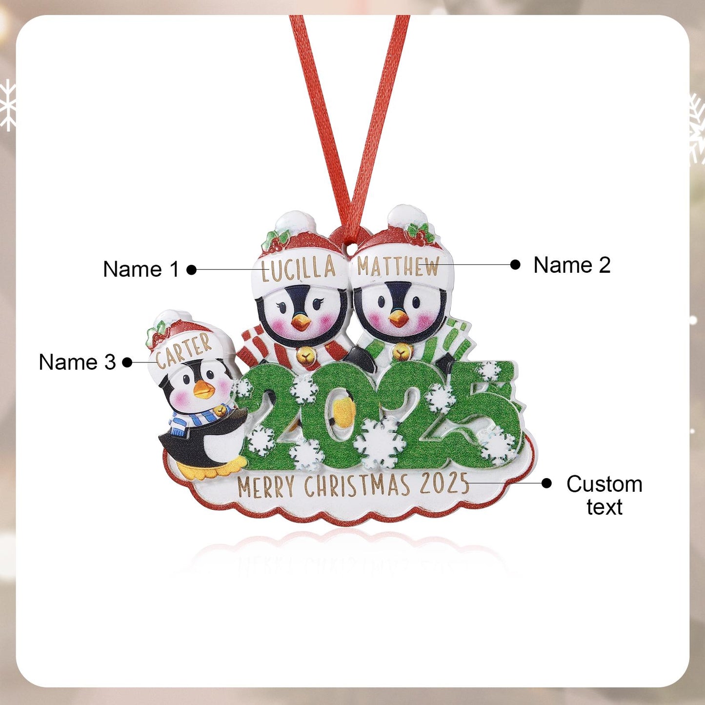 Custom Christmas Tree Ornament 2025, Personalized Family Names 2-6, Resin Christmas Tree Decor, Holiday Keepsake Gift,Christmas 2025