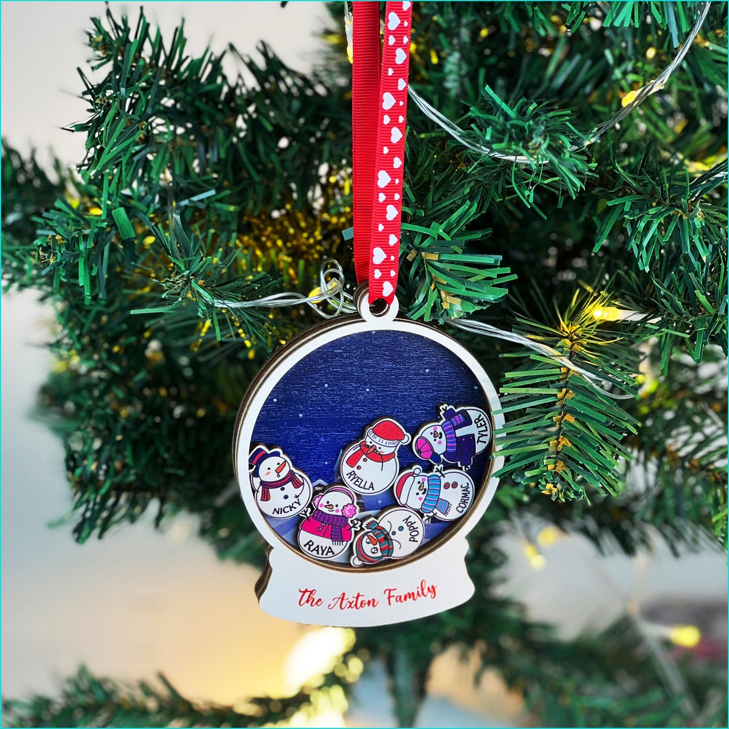 Personalized Family Christmas Ornament: Custom Snowman Keepsake