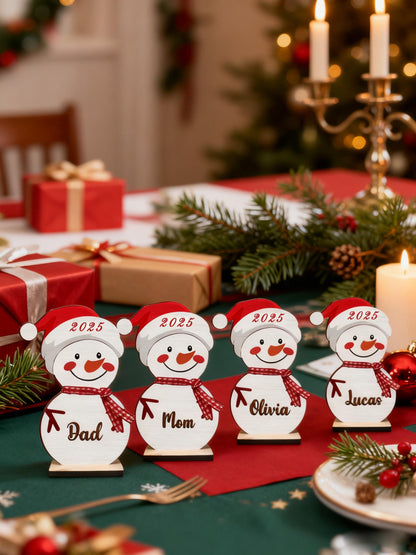 Personalized Snowman Family Christmas Ornament, Snowman Ornament, Custom Name Ornament, Personalized Christmas Wood Ornament, Christmas Gift