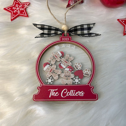 Cute Gingerbread with Christmas Hats Family Ornament 2026, 4D Customized Cookie Ornament Gift for Christmas, Custom Family Ornament