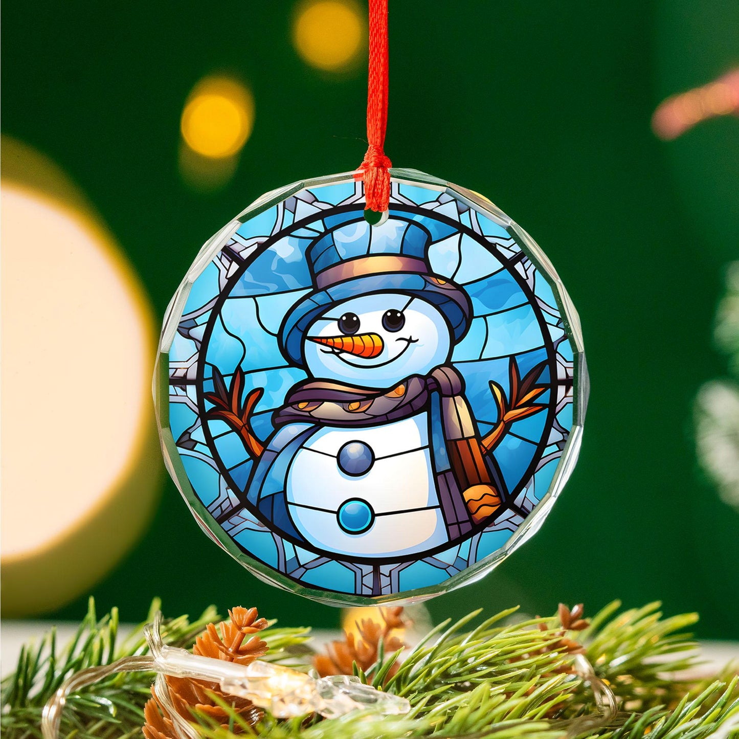 Snowman Christmas Ornament | Frosty Christmas Tree Decoration | Acrylic, Glass & Ceramic Holiday Ornament Gift Christmas Keepsake