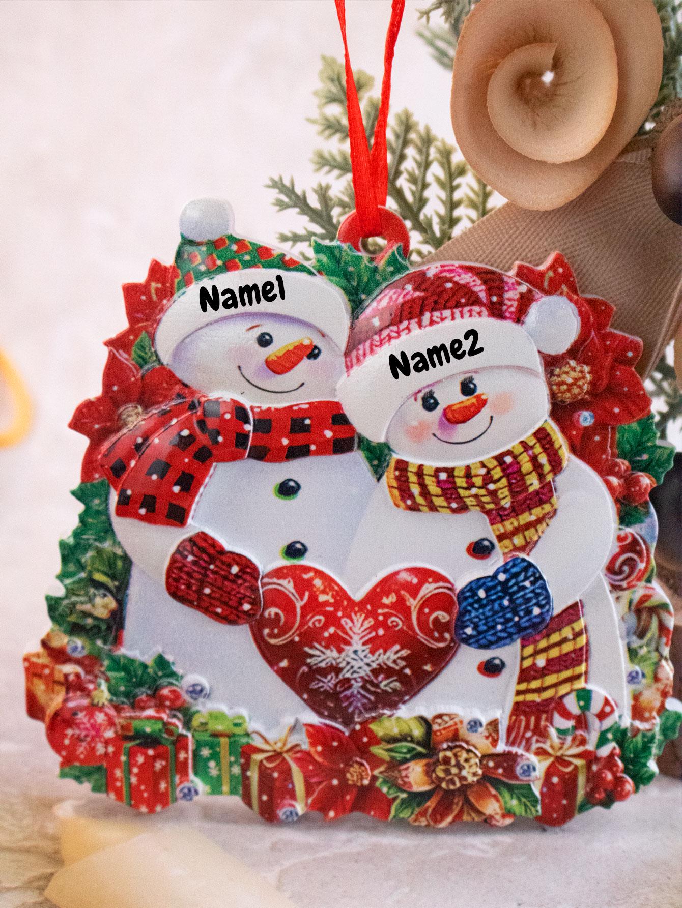 Adorno Navideño Personalizado de Familia de Muñecos de Nieve: Decoración de Resina Personalizada