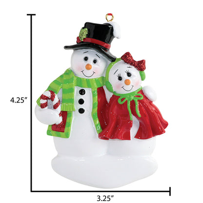 Personalized Christmas Ornament, Winter Couple Ornament, Snowman Couple Ornament, Custom Snowman Decor, Xmas Decor, Cute Festive Ornament