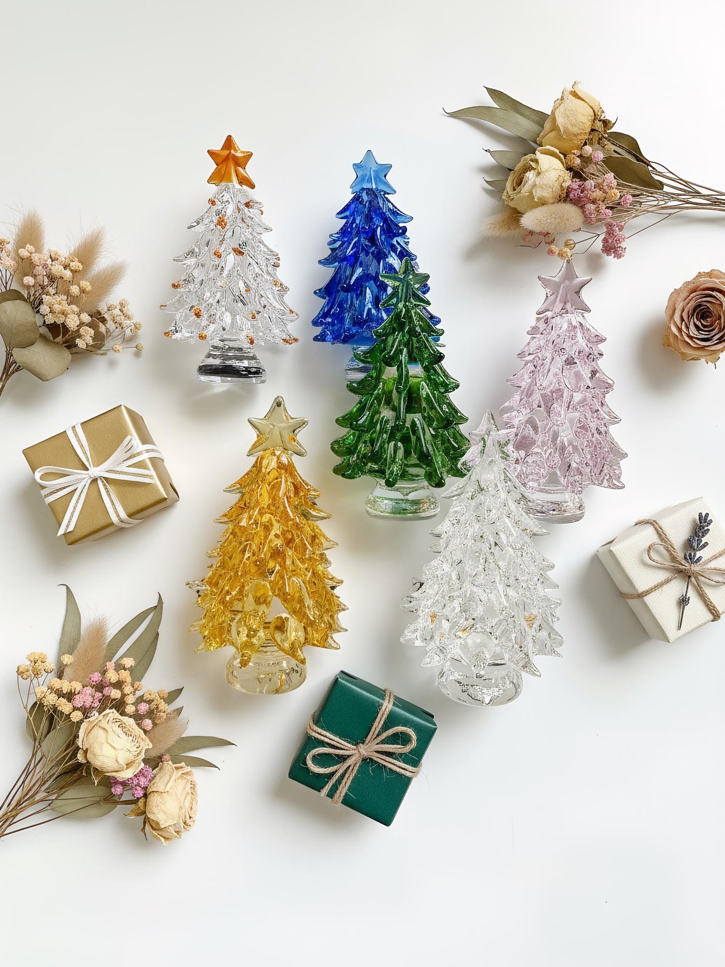 Sapin de Noël personnalisé en vitrail, Sapins de Noël en verre illuminés faits à la main, Décoration de Noël unique, Souvenir de Noël