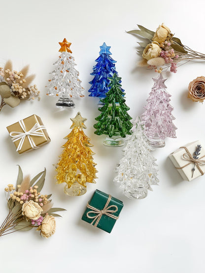 Sapin de Noël personnalisé en vitrail, Sapins de Noël en verre illuminés faits à la main, Décoration de Noël unique, Souvenir de Noël