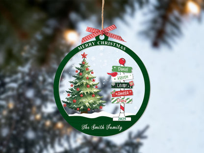 2025 Family Christmas Ornament, Personalized Ornament with Names, Custom Christmas Tree Ornament, Holiday Keepsake, Xmas Tree Decor