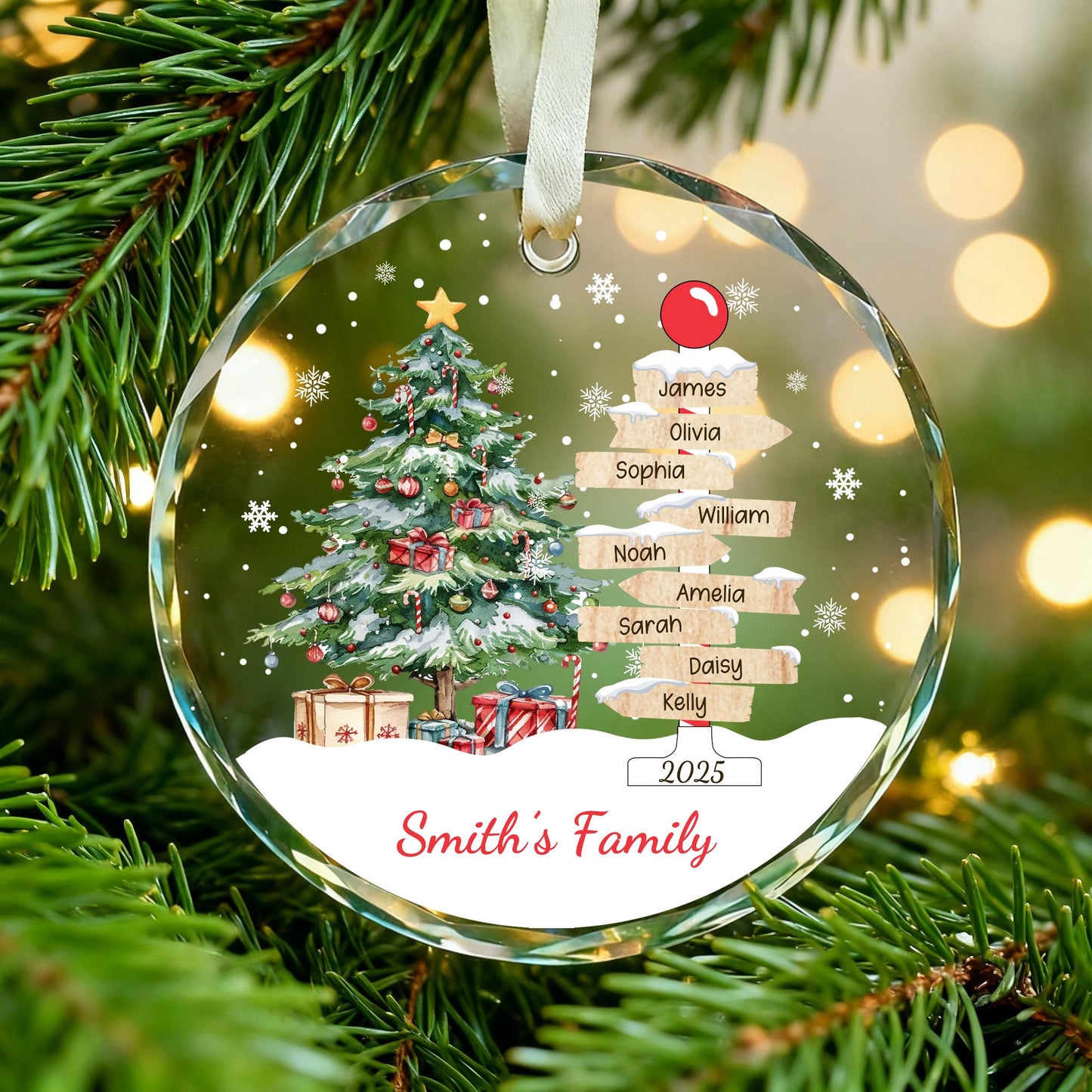Custom Family Name Christmas Ornament 2025,Family With Pet Ornament, Christmas Keepsake,Family Tree Ornament,Custom Christmas Bauble