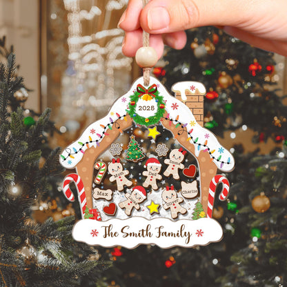 4D Shake Family Ornament With Pets, Custom Gingerbread Family Shaker Ornament, Family Ornament 2025, Family Keepsake, Family Christmas Gift