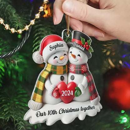 Adorno acrílico personalizado para Navidad de pareja de muñecos de nieve: Recuerdo de 2025
