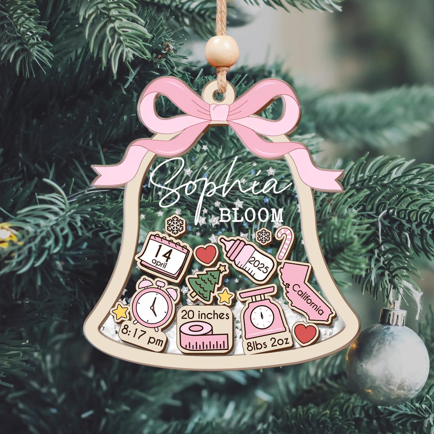 Baby's First Christmas Ornament, Baby 1st Christmas Ornament, New Baby Shaker, Custom Newborn Gift, 4D Babies Shaker Ornament, Baby Keepsake