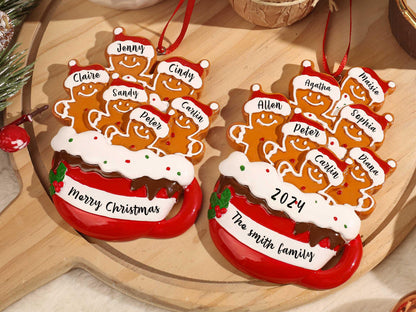 Personalized Resin Family Ornament, Gingerbread Christmas Family Ornament, Gingerbread Family of 2,3,4,5,6 Ornament 2025, Christmas Decor