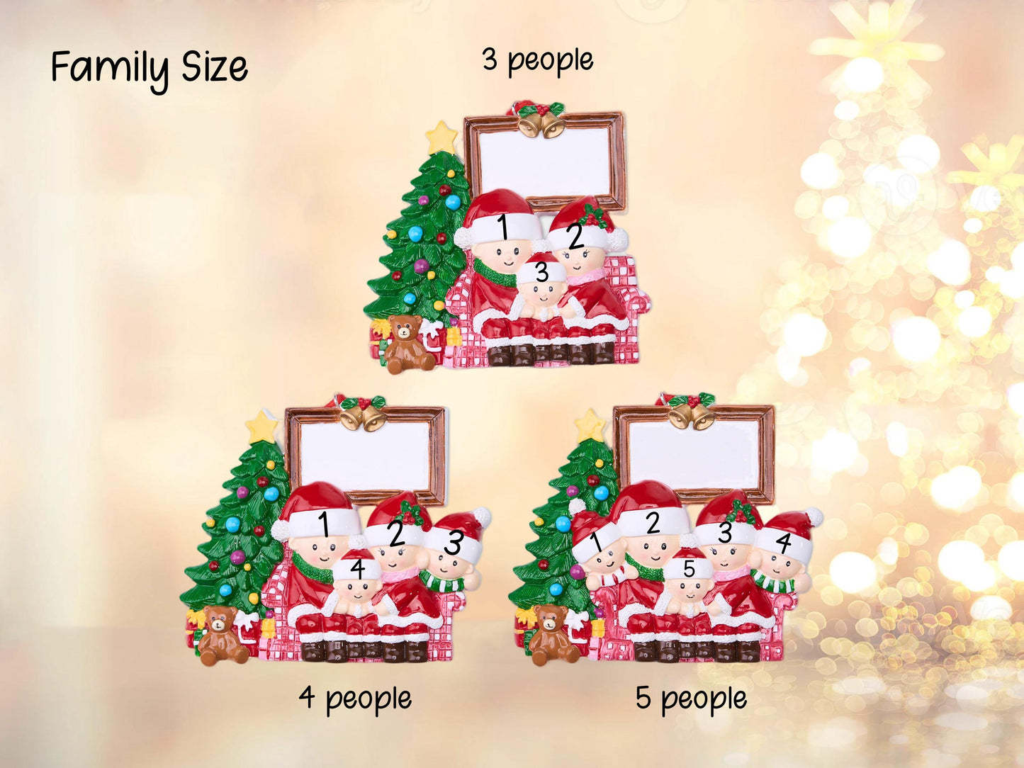 Personalized Christmas Ornament with Family Name 2025 Christmas Tree Ornament family of 3, 4, 5, Engraved Resin Ornaments Christmas Decor