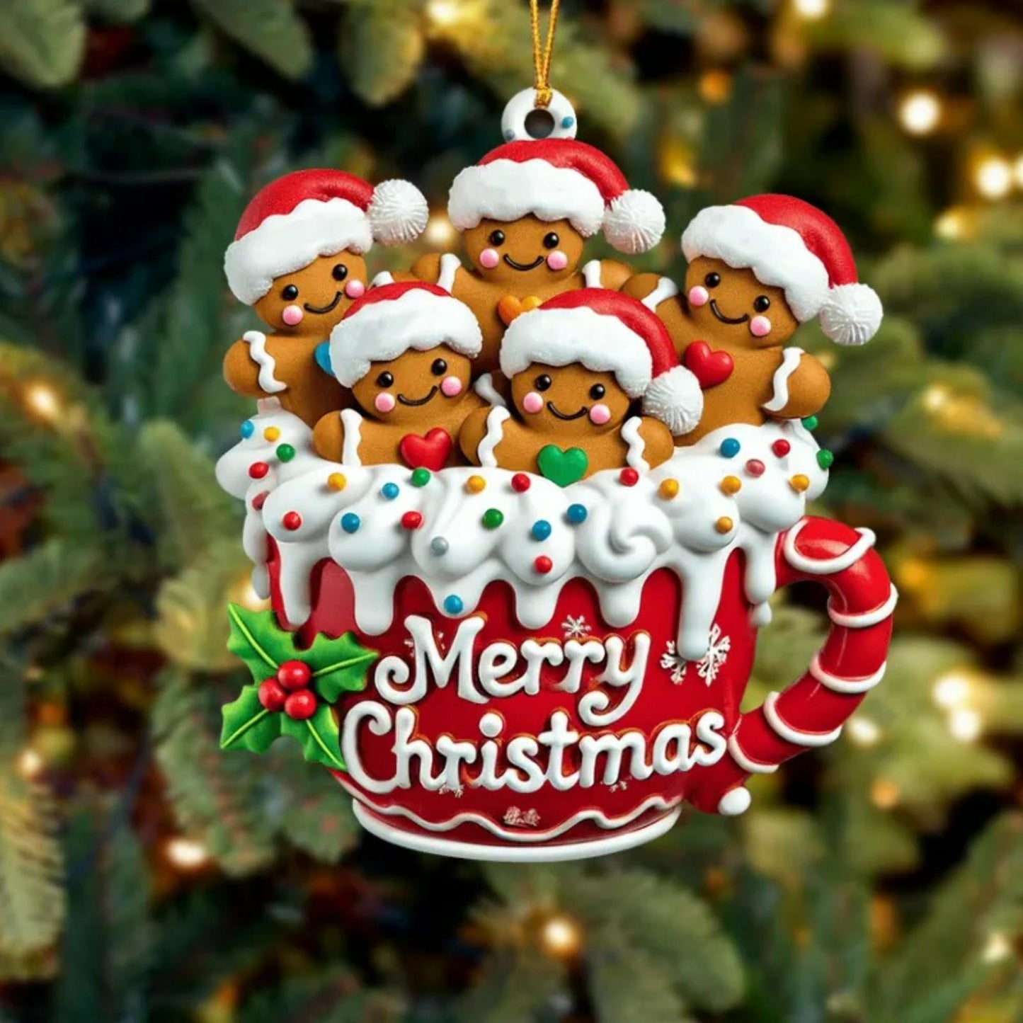 Personalized Gingerbread Family Ornament,Custom Resin Family Ornament, Custom Christmas Gift,Personalized Xmas Gift,Christmas Decor