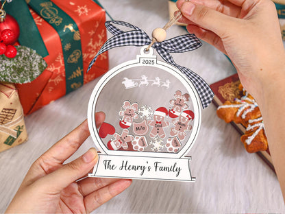 Personalized 2025 Family Gingerbread Ornament, 4D Shaker Xmas Decor