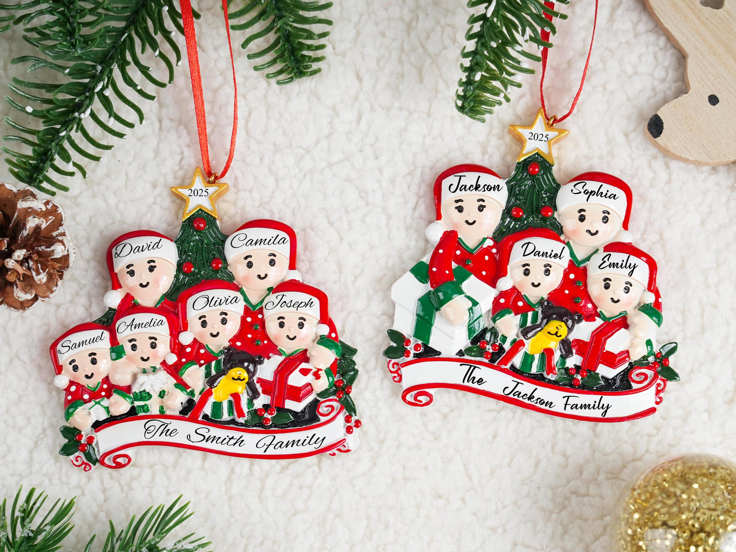 Personalized Resin Family Ornament,Gingerbread Family Ornament 2025,Family Xmas Ornament,Xmas Decor,Gingerbread Family of 2,3,4,5,6 Ornament