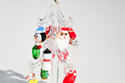 Árbol de Navidad artesanal de vidriera, minidecoración navideña