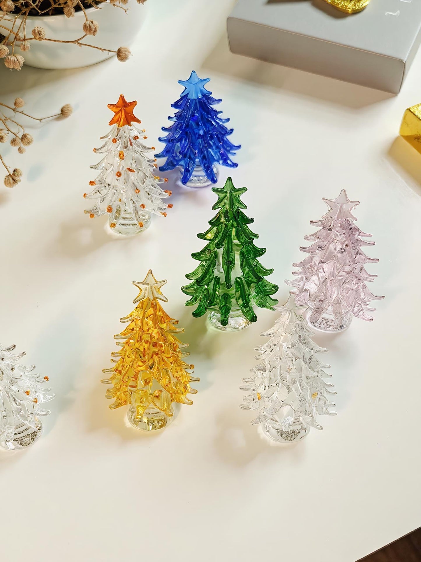 Sapin de Noël personnalisé en vitrail, Sapins de Noël en verre illuminés faits à la main, Décoration de Noël unique, Souvenir de Noël