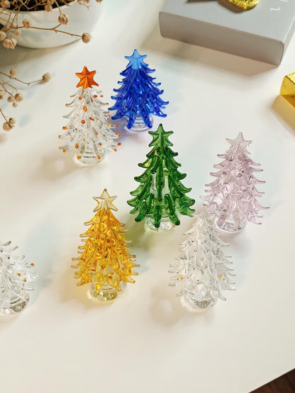 Sapin de Noël personnalisé en vitrail, Sapins de Noël en verre illuminés faits à la main, Décoration de Noël unique, Souvenir de Noël