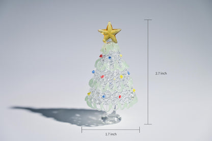 Sapin de Noël en vitrail fait à la main, décoration de table de fête