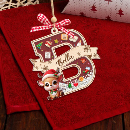 Adorno Personalizado "Mi Primera Navidad" para Bebé: Agitador 4D con Inicial, Recuerdo de Acrílico Personalizado