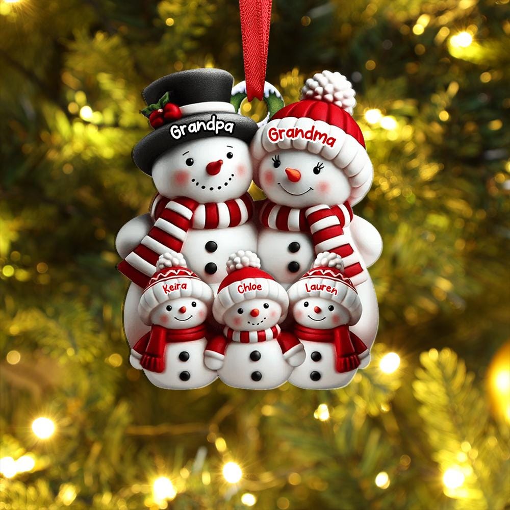 Personalized Snowman Family Ornament, Custom Family Of 3 4 5 6 Christmas Ornament, 2025 Family Christmas Ornament, Christmas Tree Decor Gift