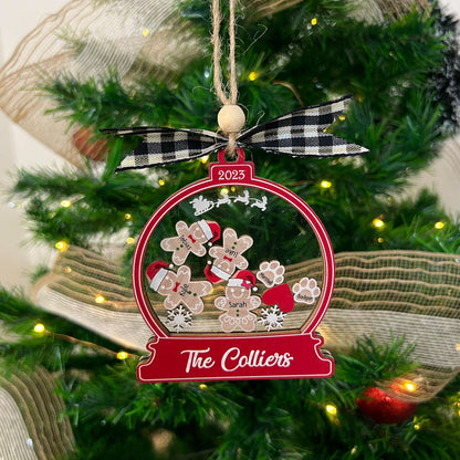 Cute Gingerbread with Christmas Hats Family Ornament 2026, 4D Customized Cookie Ornament Gift for Christmas, Custom Family Ornament