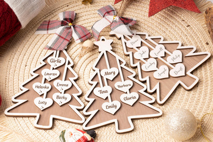 Adorno navideño de madera personalizado para la familia: recuerdo con nombres a medida
