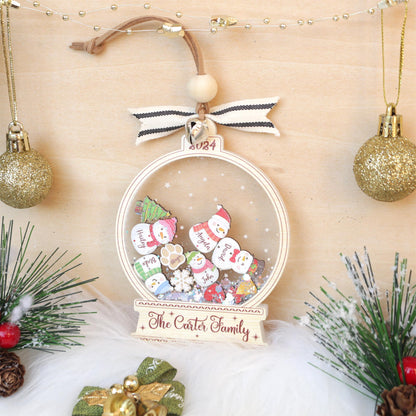Ornement de Noël personnalisé bonhomme de neige en famille : Décoration acrylique sur mesure
