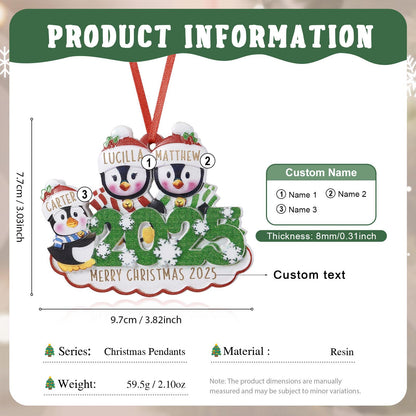 Custom Christmas Tree Ornament 2025, Personalized Family Names 2-6, Resin Christmas Tree Decor, Holiday Keepsake Gift,Christmas 2025